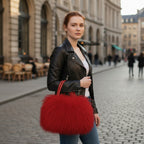 Tibetan Mongolian Lamb Fur Tote — Red