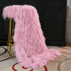 Mongolian/Tibetan Lamb Fur Sheepskin Plate – 2' × 4' - Rose Quartz