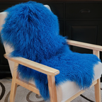 Tibetan Mongolian Lamb Fur Pelt Sheepskin — Royal Blue