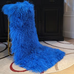 Mongolian/Tibetan Lamb Fur Sheepskin Plate – 2' × 4' - Royal Blue