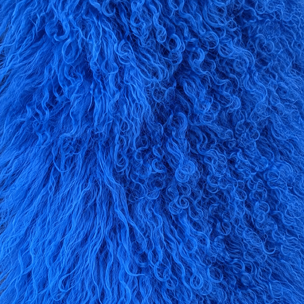 Royal blue Mongolian/Tibetan Lamb Fur Sheepskin Plate - 2' × 2'