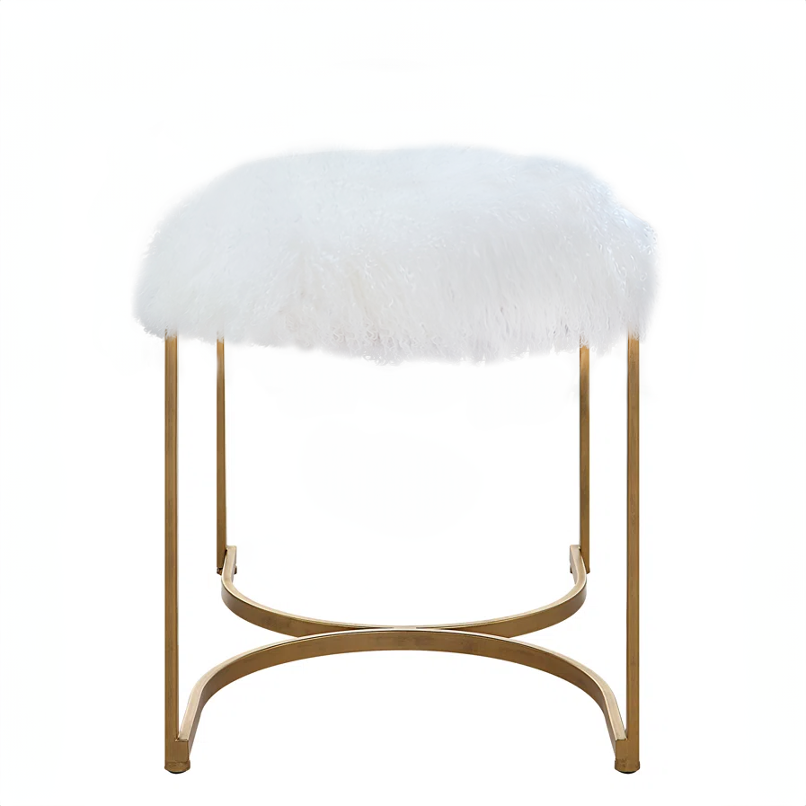 Mongolian Lamb Fur Accent Stool