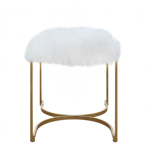 Mongolian Lamb Fur Accent Stool