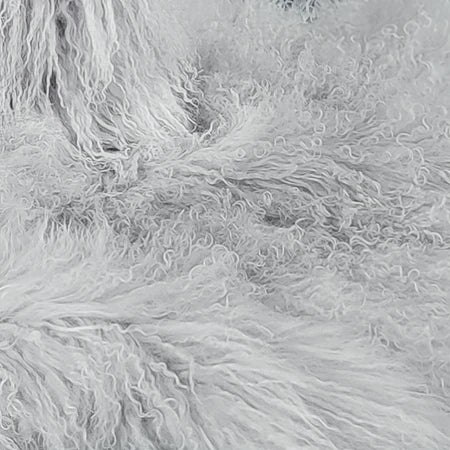 Silver Mongolian/Tibetan Lamb Fur Sheepskin Plate - 2' × 2' - detail view