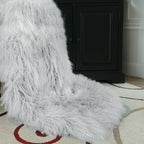 Mongolian/Tibetan Lamb Fur Sheepskin Plate – 2' × 4' - Silver