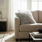 20" x 20" Tibetan Mongolian Lamb Fur Pillow Single Sided — Silver