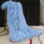 Mongolian/Tibetan Lamb Fur Sheepskin Plate – 2' × 4' - Sky Blue
