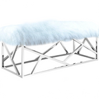 Mongolian Lamb Fur Stainless Steel Bench Chrome