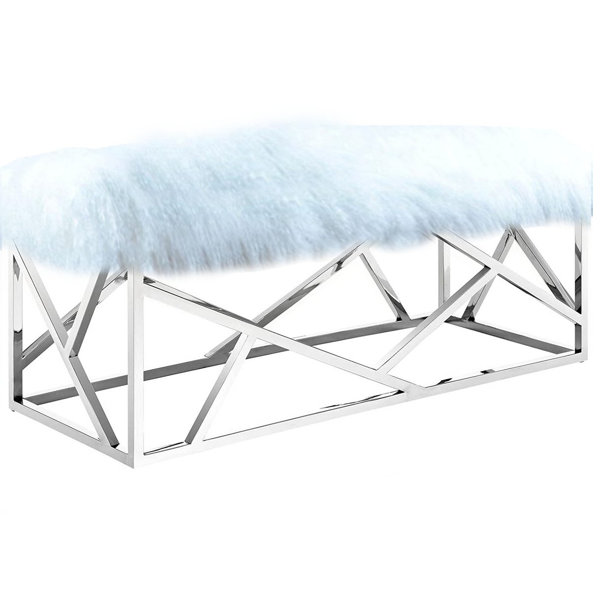 Mongolian Lamb Fur Stainless Steel Bench Chrome