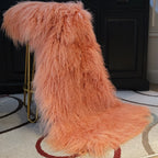 Mongolian/Tibetan Lamb Fur Sheepskin Plate – 2' × 4' - Soft Orange
