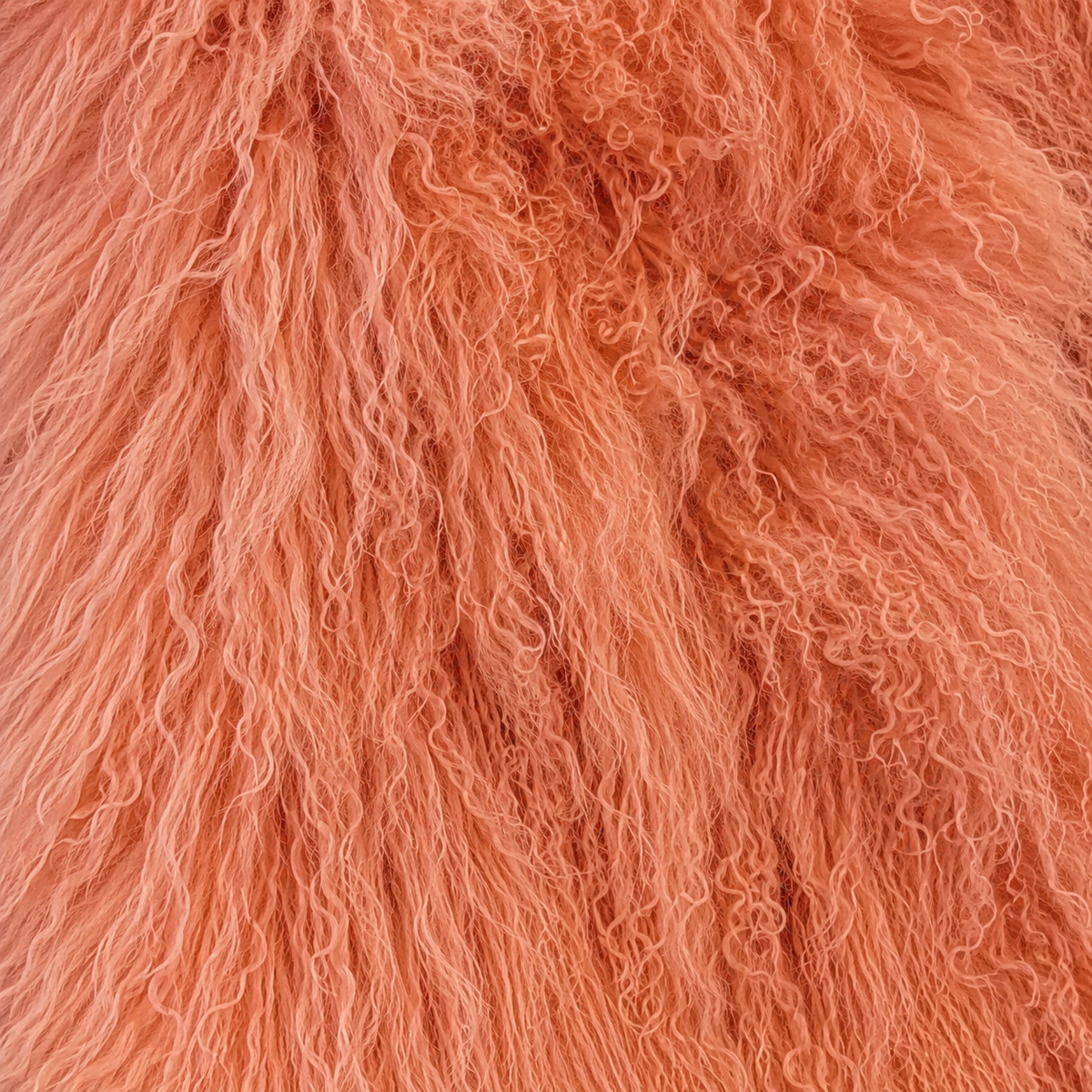 Soft orange Mongolian/Tibetan Lamb Fur Sheepskin Plate - 2' × 2'