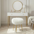 Mongolian Lamb Fur 360° Swivel Vanity Stool Gold Legs