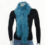 Tibetan Mongolian Lamb Fur Boa Scarf — Teal