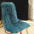 Mongolian/Tibetan Lamb Fur Sheepskin Plate – 2' × 4' - Teal