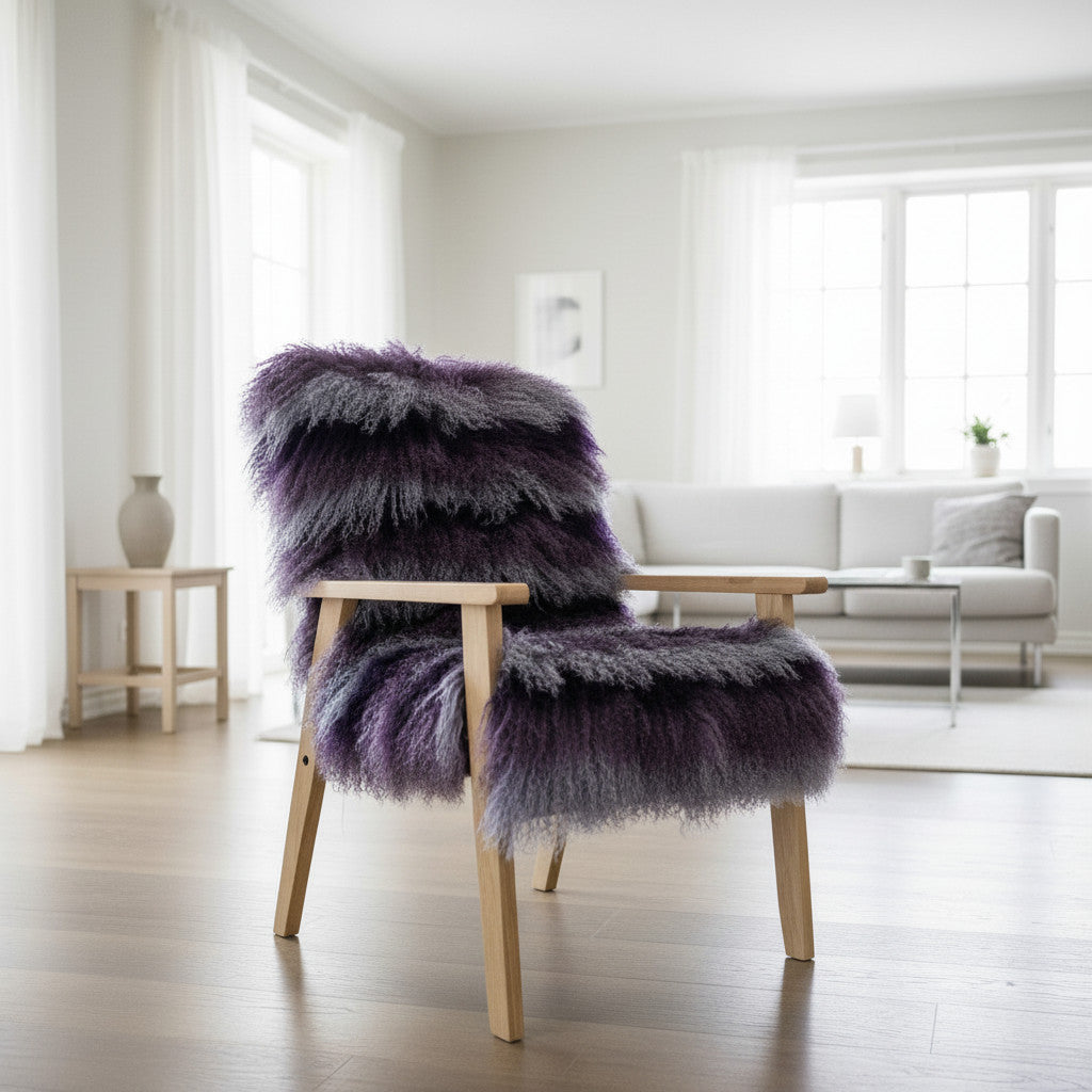 Mongolian Lamb Fur Sheepskin Plate Tricolor