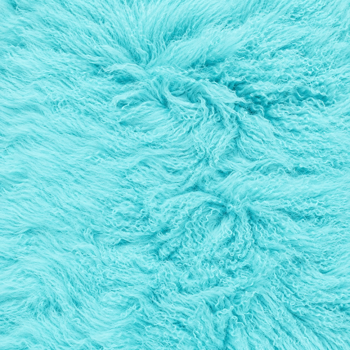 Turquoise Mongolian/Tibetan Lamb Fur Sheepskin Plate - 2' × 2'