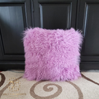 20" x 20" Tibetan Mongolian Lamb Fur Pillow Single Sided — Voilet Tulle