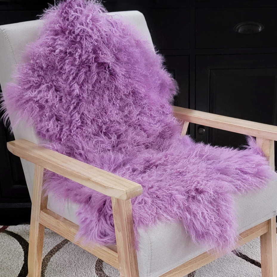 Mongolian/Tibetan Lamb Fur Pelt - Violet Tulle