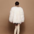 Tibetan Lamb Fur Coat Bleached White