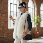 27" Tibetan Mongolian Lamb Fur Vest — Bleached White