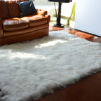 Tibetan Mongolian Lamb Fur Rug - 4' x 6' — Natural White