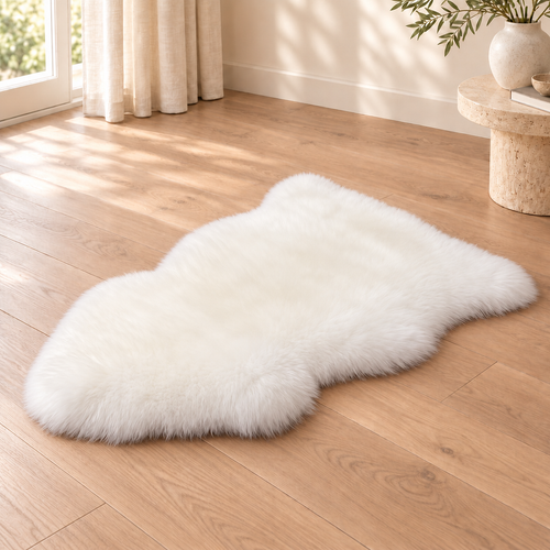 White Australian Sheepskin Single Pelt